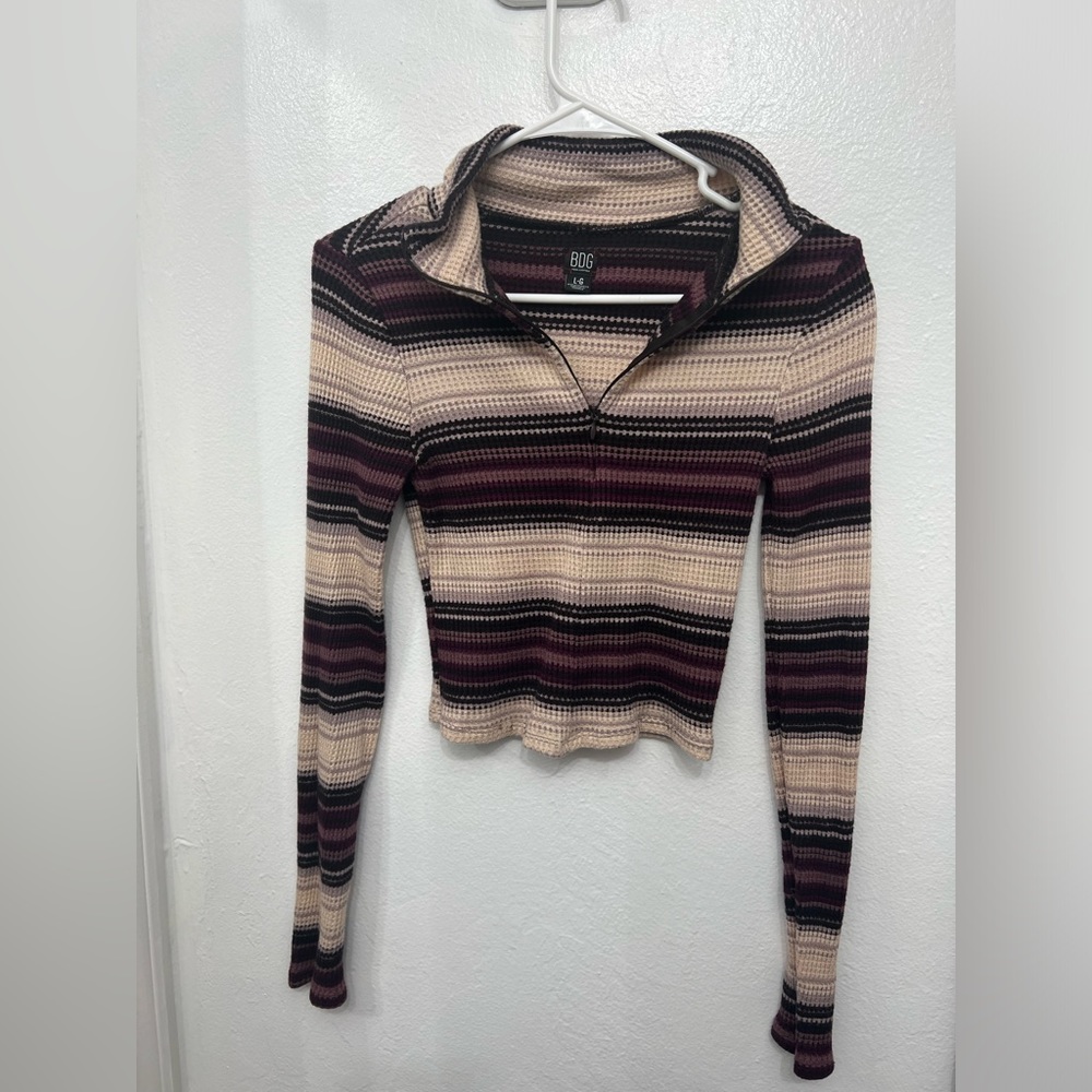BDG bunny striped cropped thermal long sleeve